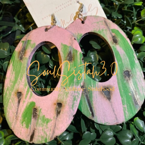 Pink and Green Dots Earth Earrings