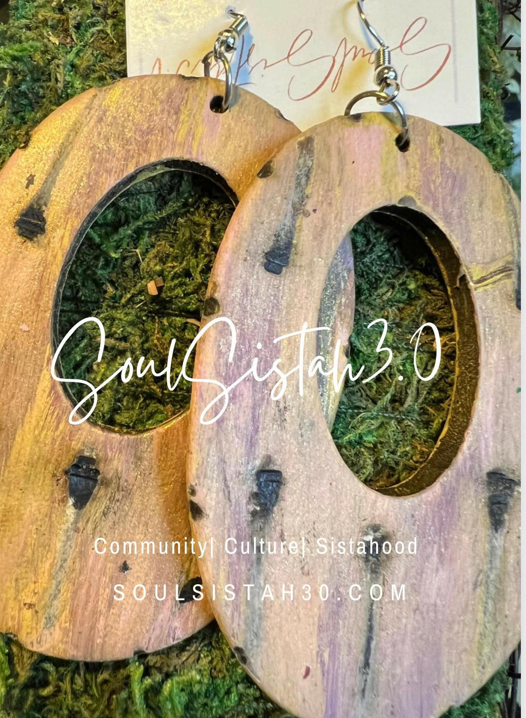 Pink and Gold Earth Earrings