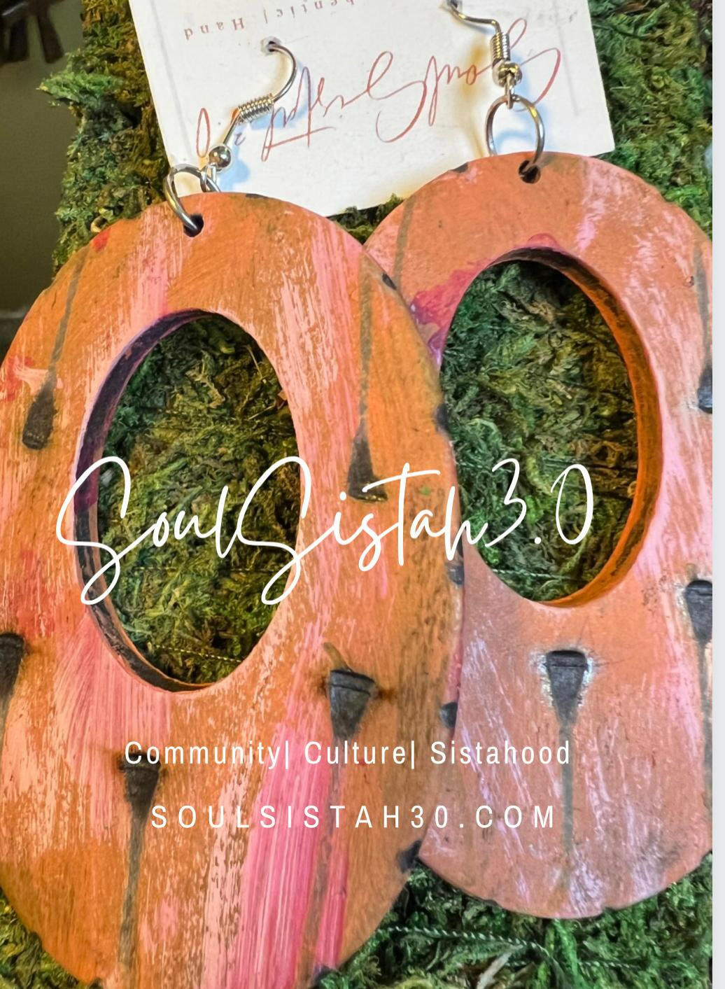 Earth Wood Pink Earrings