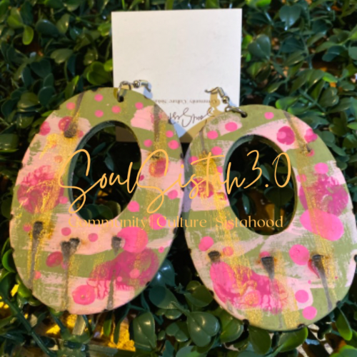 Pink & Green Earth Earrings