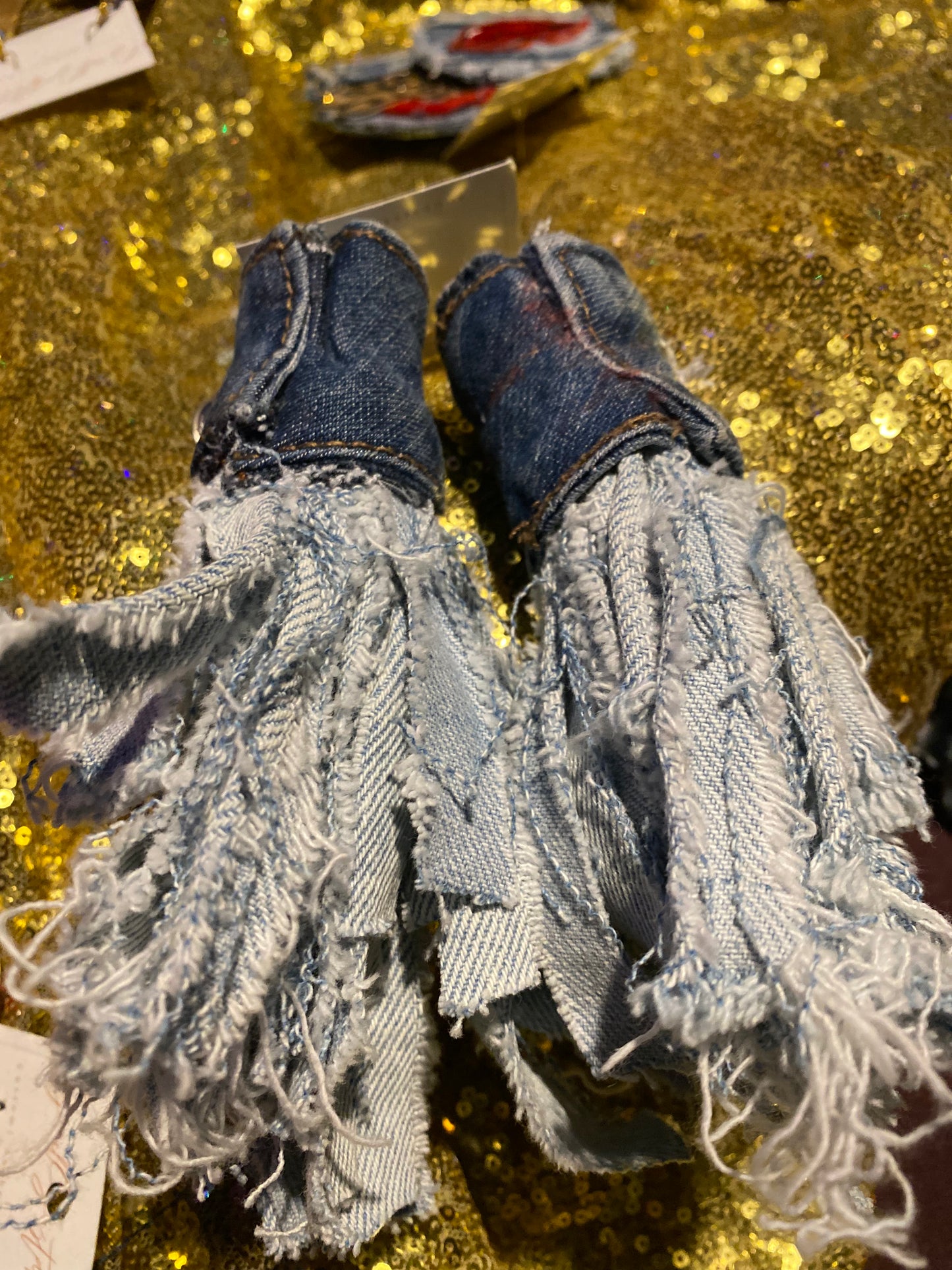 Denim Tassel Earrings