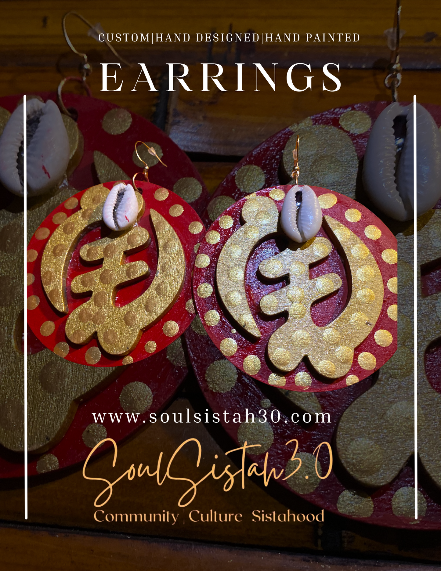 Gye Nyame (Red) Earrings