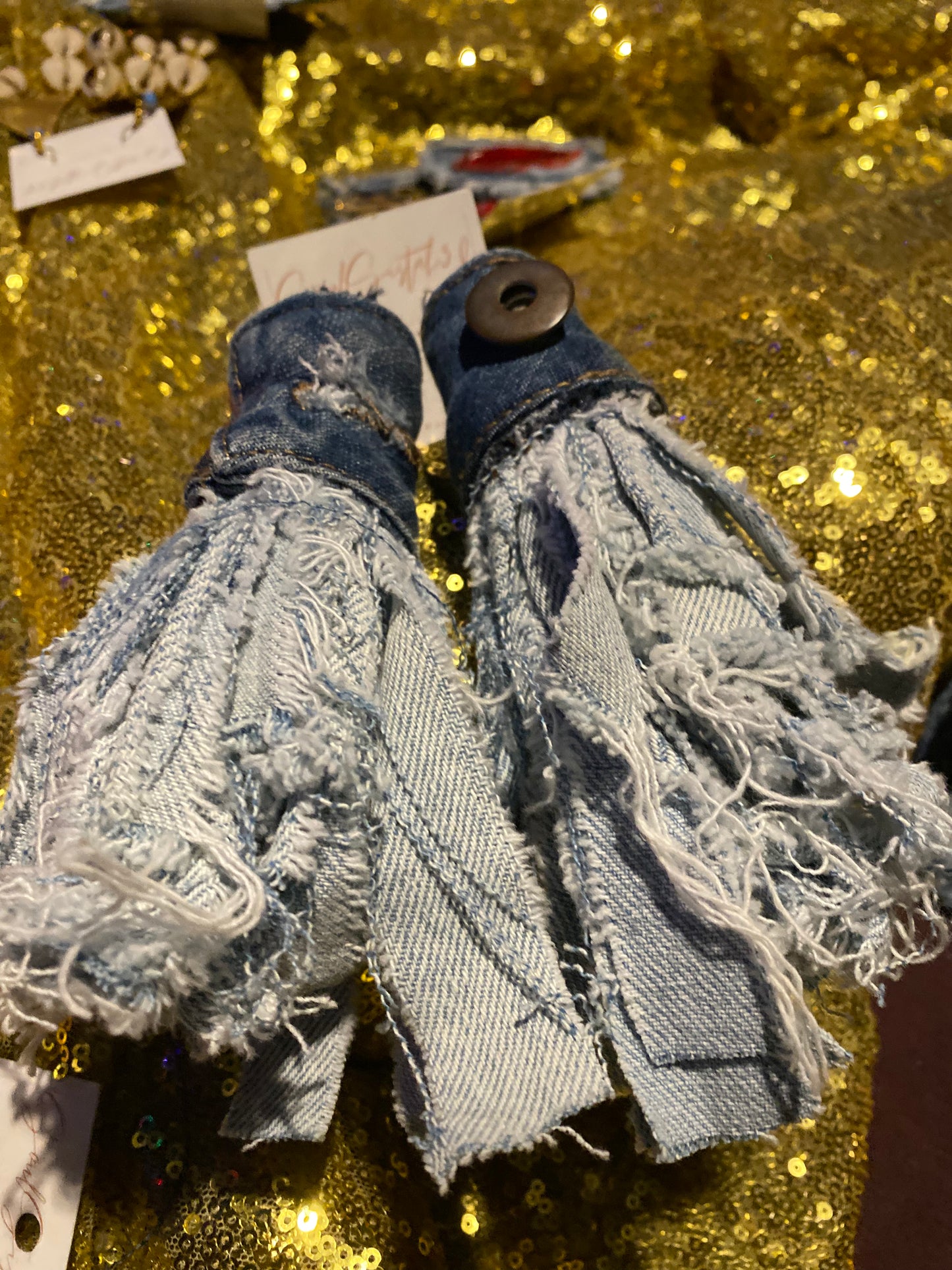 Denim Tassel Earrings