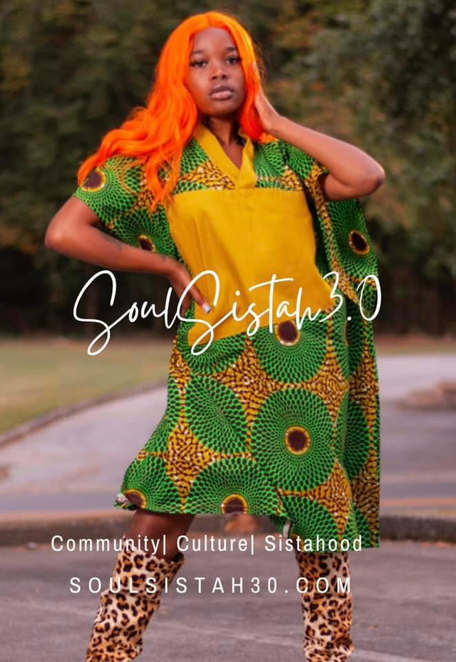 Green and Mustard African Ankara Dress