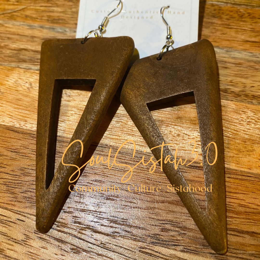 Classic Brown Diamond Wood Earrings