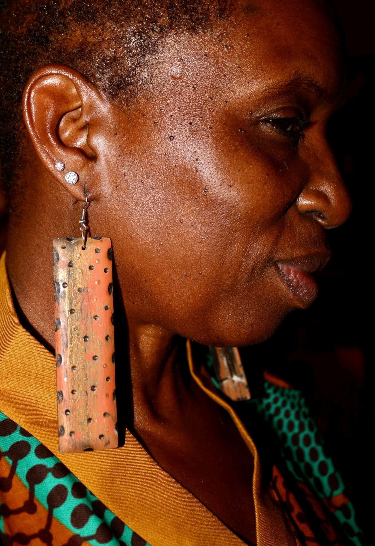 Pink and Green Long Earrings