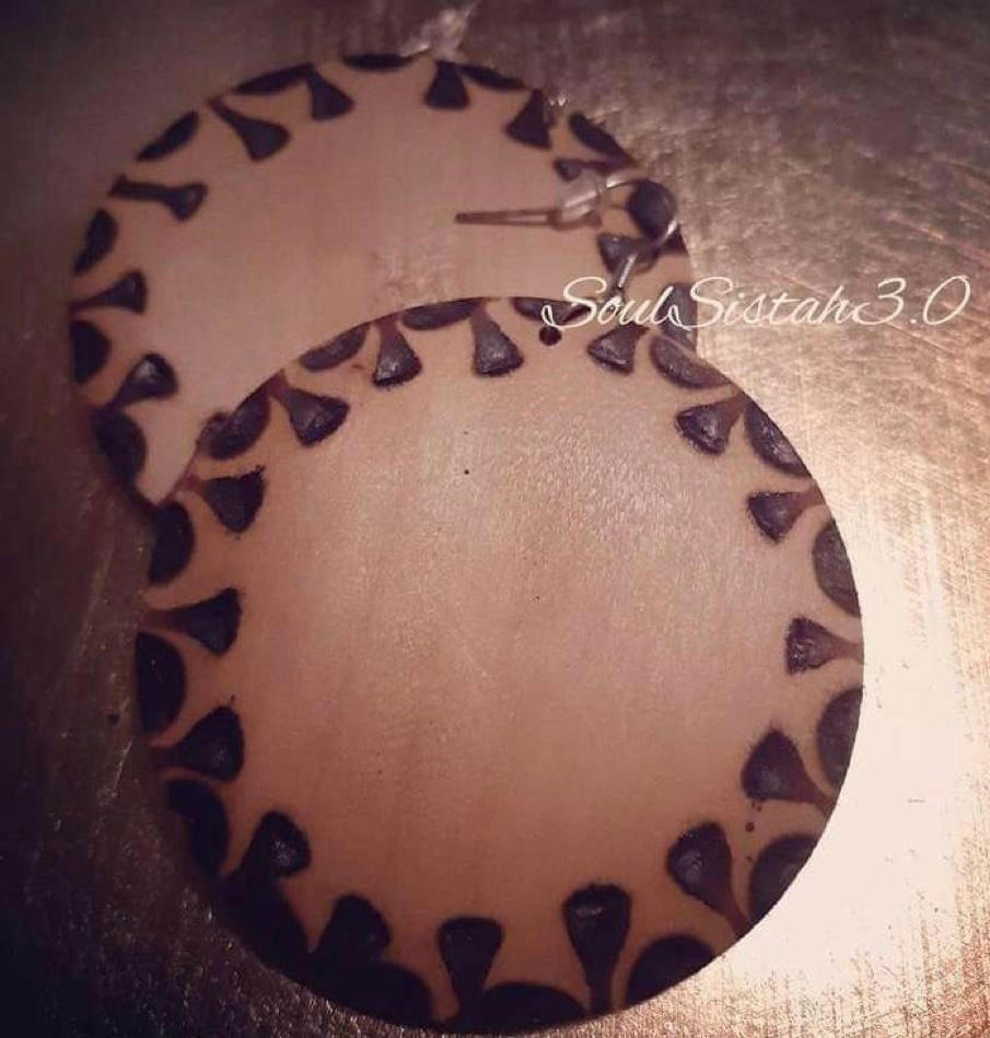 Wood Burn Unity Circle Earrings