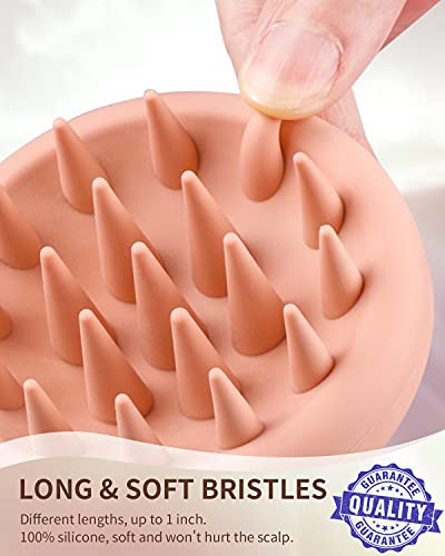 BEAUTLOHAS. Silicone Scalp Massager Shampoo Brush for Shower, Scalp Scrubber with Soft Bristles for Hair Growth & Dandruff Treatment, Wet Dry Hair Massager for All Hair Types of Women (Pink)
