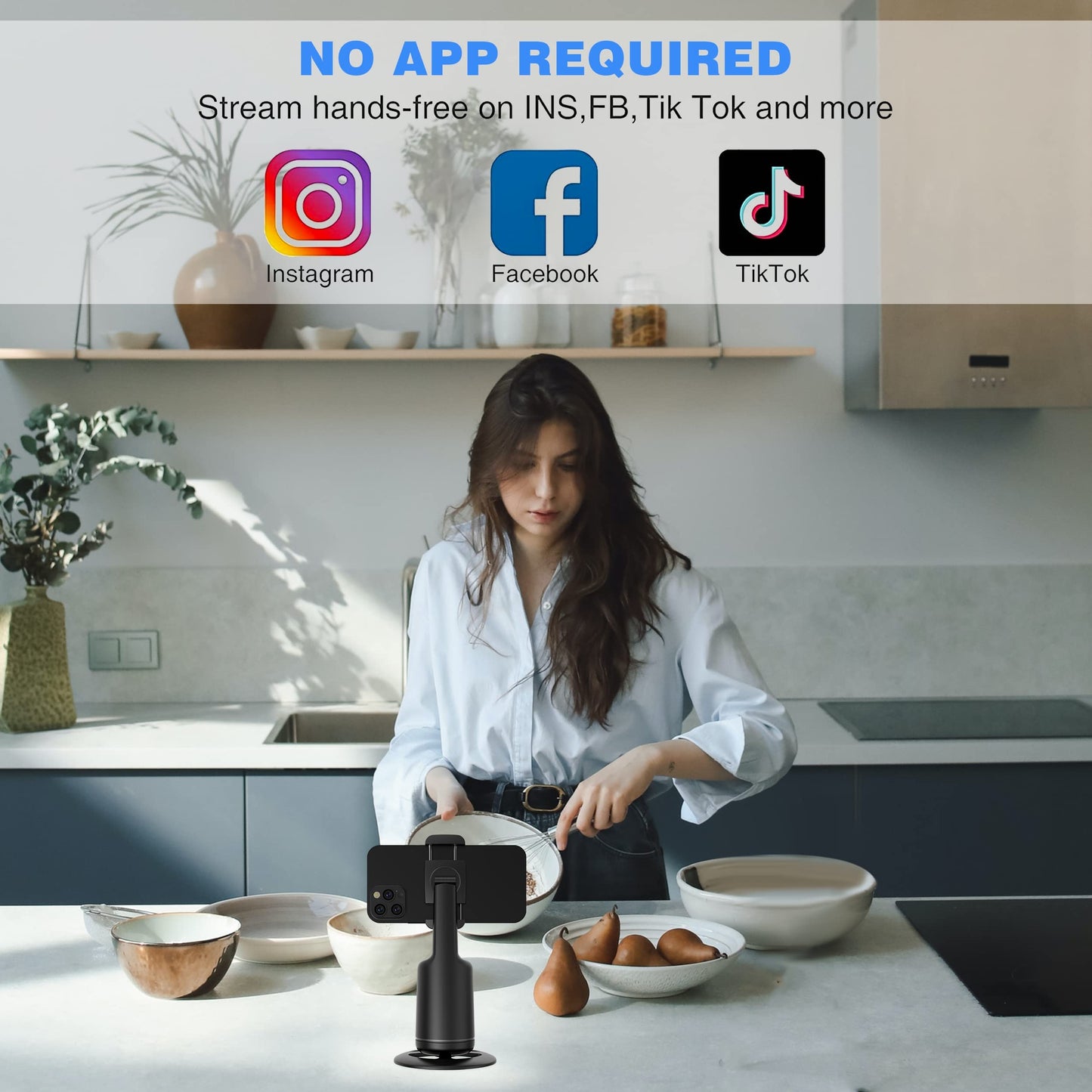 Auto Face Tracking Tripod, 360° Rotation Body Phone Camera Mount Smart Shooting Holder with Remote Selfie Stick, No App, Gesture Control, for Vlog, Tiktok