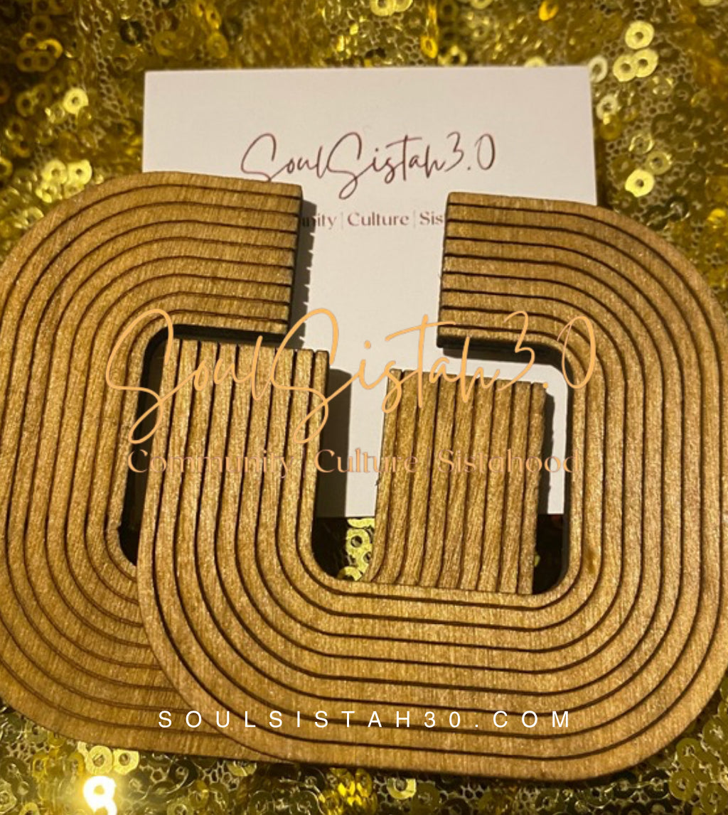 Brown Square Statement Earrings