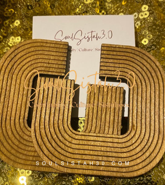 Brown Square Statement Earrings