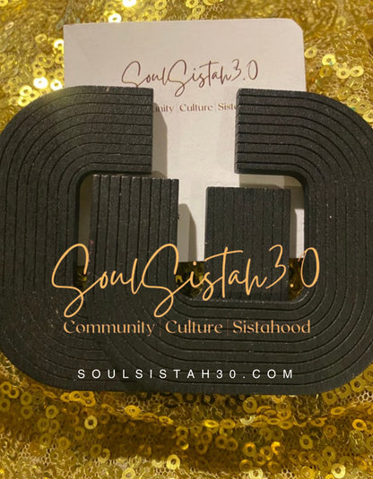 Black Square Statement Earrings