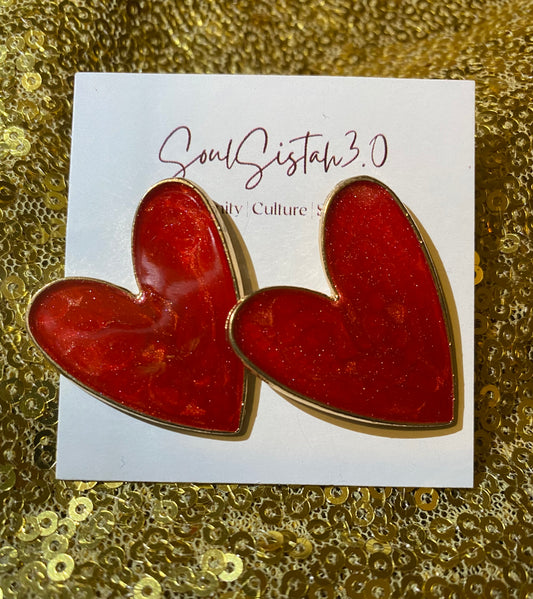 Red Resin Heart Earrings