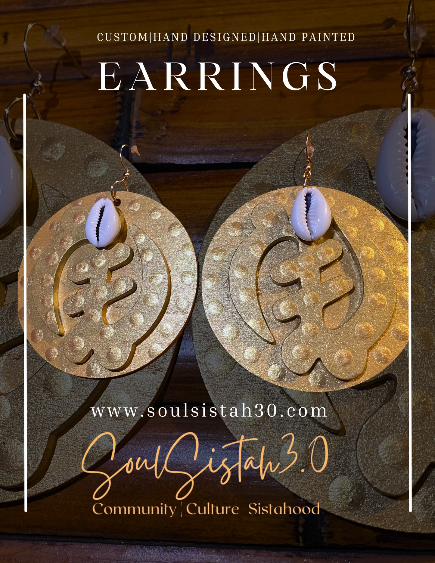 Custom Gold Gye Nyame Earrings