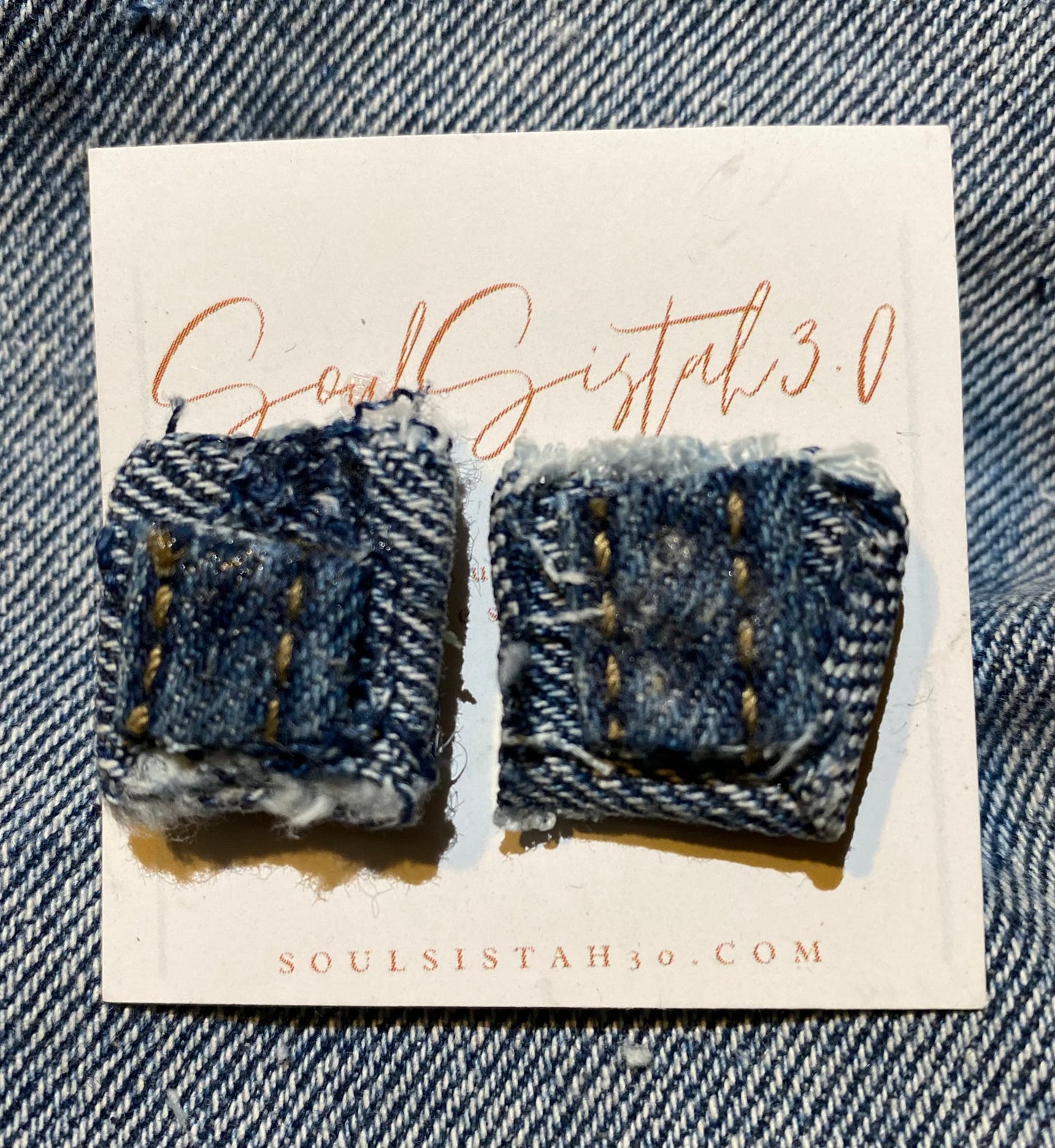 Denim Stud Earrings