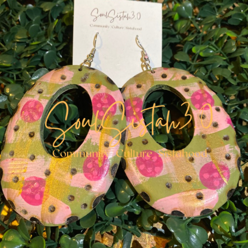 Pink & Green Earth Earrings