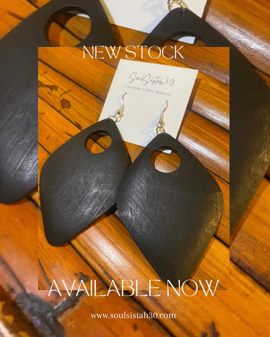 Oval Black Tear Drop Earrings