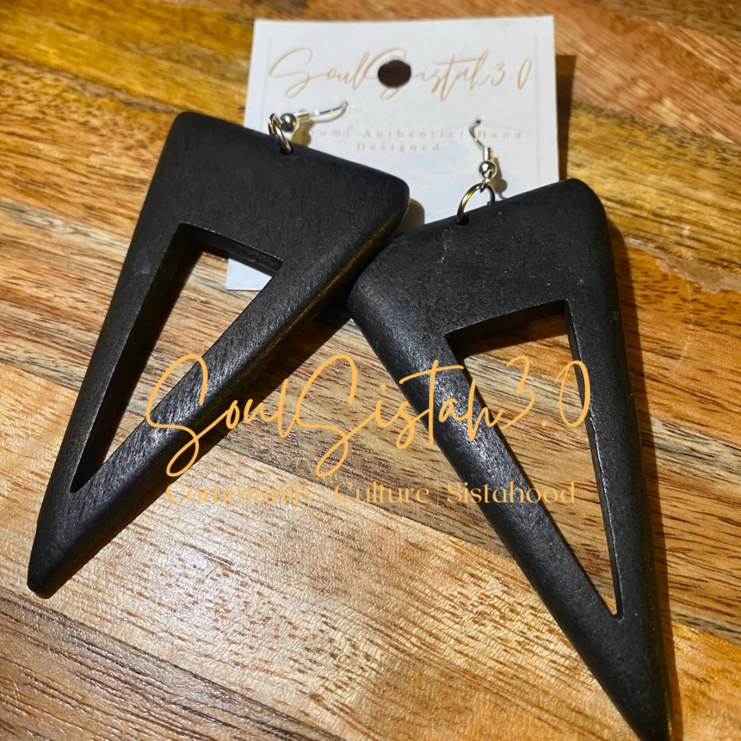 Classic Black Diamond Wood Earrings