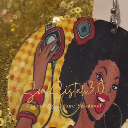Headphones Nubian Earrings