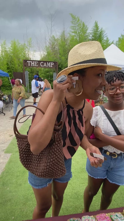 Brown Square Statement Earrings