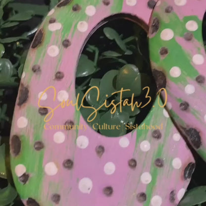 Pink and Green Dots Earth Earrings