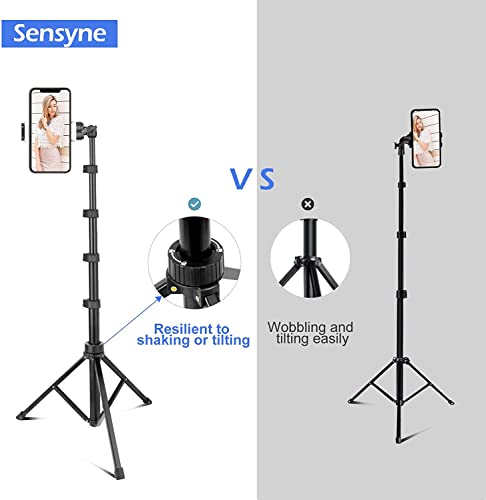 SENSYNE 62" Phone Tripod & Selfie Stick, Extendable Cell Phone Tripod Stand with Wireless Remote and Phone Holder, Compatible with iPhone Android Phone, Camera