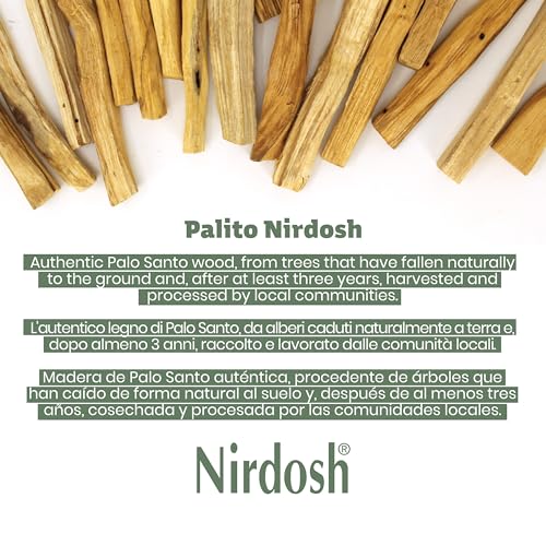 NIRDOSH - Palo Santo Sticks Bulk - Incense Wood PALITO from Ecuador - 15 Wood Sticks 3.94 in - Original and Natural Palo Santo Incense Sticks for Yoga and Meditation - Bursera Graveolens