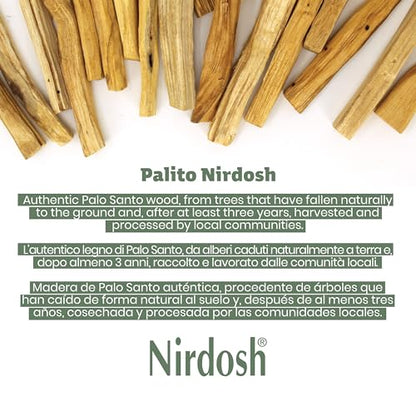 NIRDOSH - Palo Santo Sticks Bulk - Incense Wood PALITO from Ecuador - 15 Wood Sticks 3.94 in - Original and Natural Palo Santo Incense Sticks for Yoga and Meditation - Bursera Graveolens