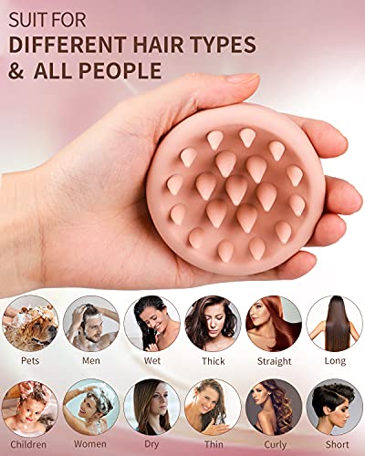 BEAUTLOHAS. Silicone Scalp Massager Shampoo Brush for Shower, Scalp Scrubber with Soft Bristles for Hair Growth & Dandruff Treatment, Wet Dry Hair Massager for All Hair Types of Women (Pink)