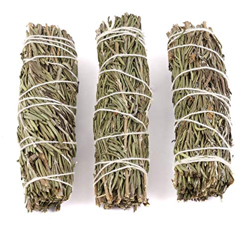 Smudge Sticks 3 Pack for Cleansing House, Meditation, Yoga, Negative Energy Cleanse, and Smudging with Starter Guide | 4 Inch Sage Bundles (Rosemary)