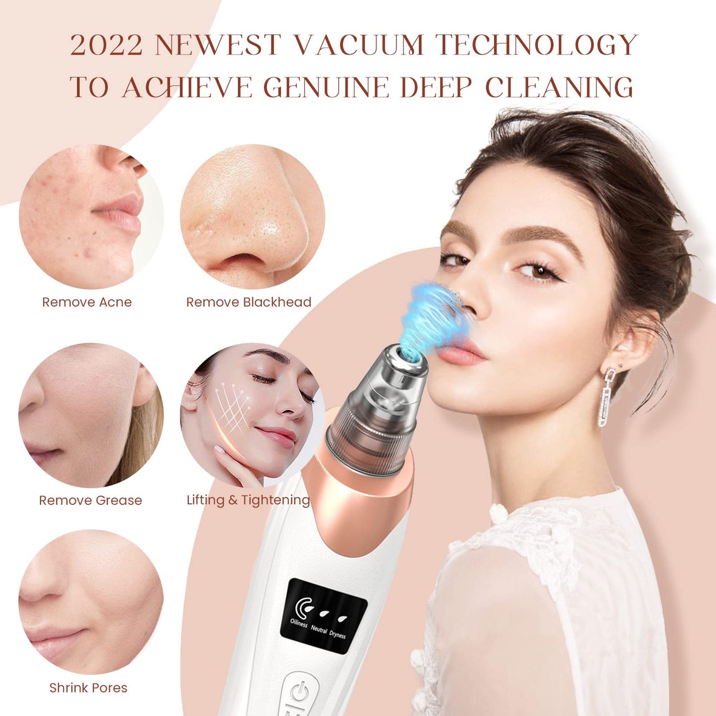 2024 Newest Blackhead Remover Pore Vacuum,Facial Pore Cleaner-5 Suction Power,5 Probes,USB Rechargeable Blackhead Vacuum Kit Electric Acne Extractor Tool for Adult